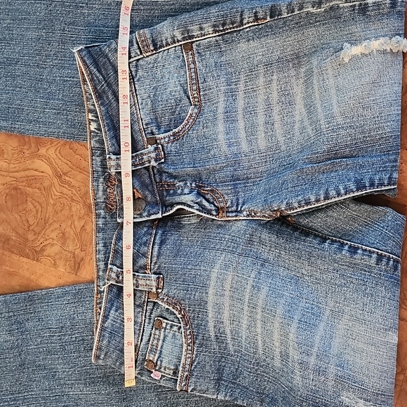Handmade distressed low waist blue jeans - Picture 7 of 8
